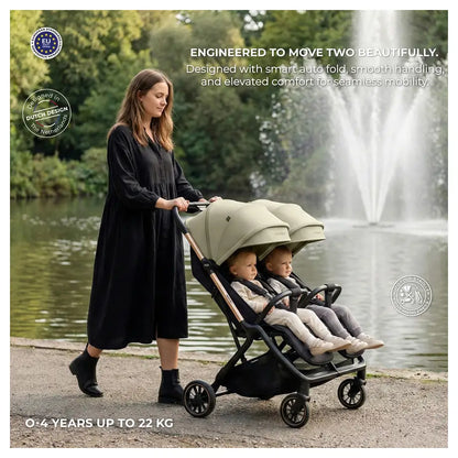 Neobreez Twinex Auto Fold Double Stroller (Beige/Black)