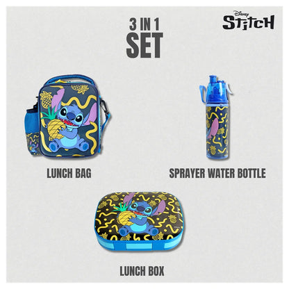 مجموعة غداء من 3 قطع بتصميم ستيتش تشيري كوكي من ديزني، تشمل حقيبة غداء وعلبة غداء وقارورة مياه