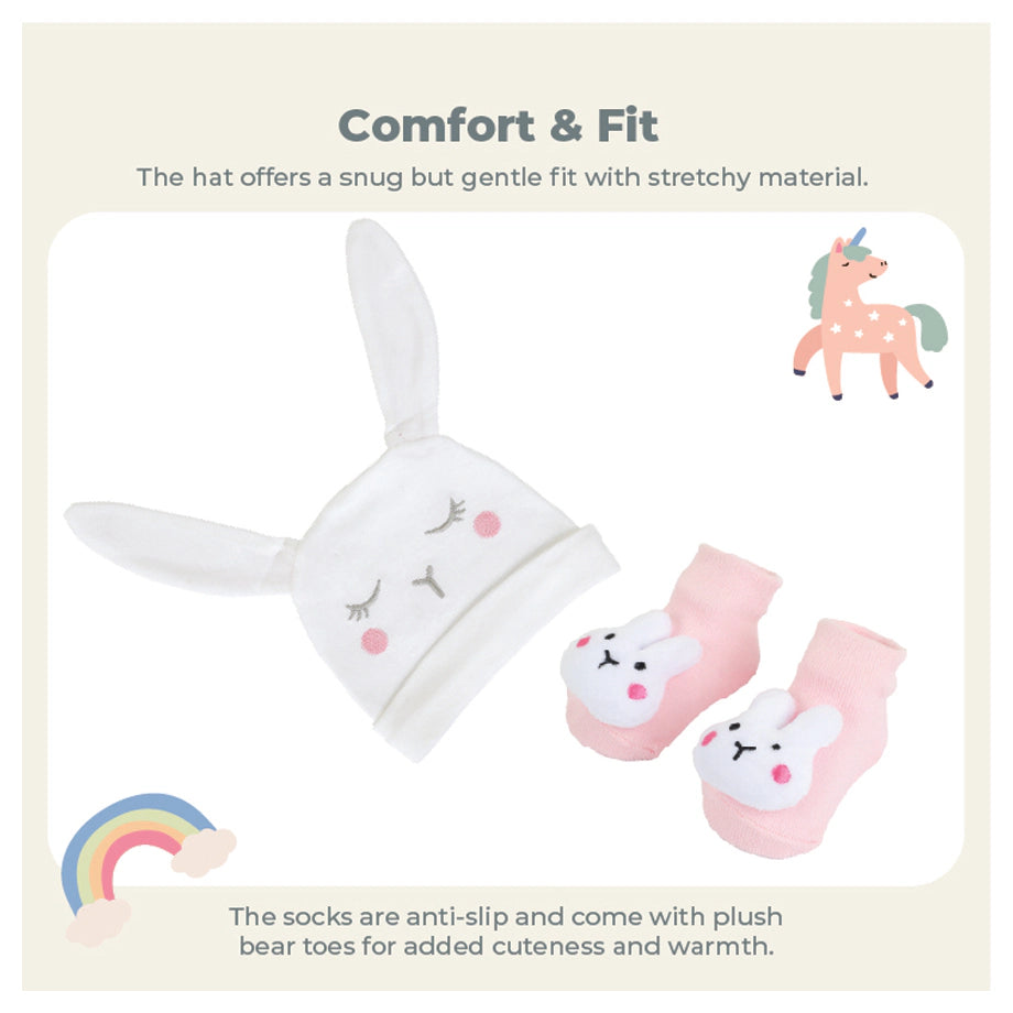 Nurtur Baby Hat & Socks Set Soft Cotton Essential (M1)