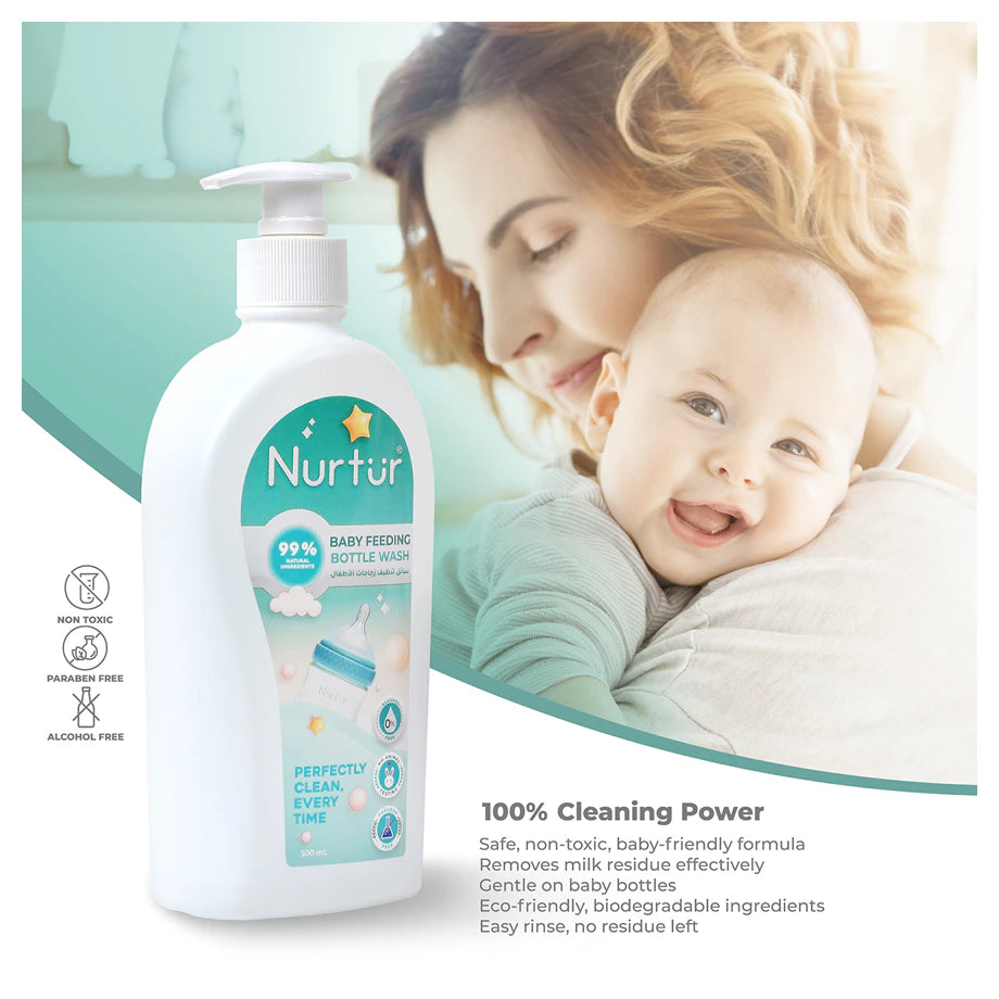Nurtur Organic Baby Bottle & Accessories Liquid Cleanser Alcohol-Free,500ml (2 Pack)