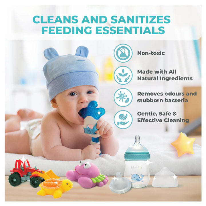 Nurtur Organic Baby Bottle & Accessories Liquid Cleanser Alcohol-Free,500ml (2 Pack)