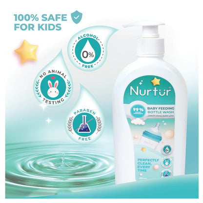 Nurtur Organic Baby Bottle & Accessories Liquid Cleanser Alcohol-Free, 500ml (2 Pack)