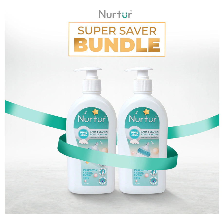 Nurtur Organic Baby Bottle & Accessories Liquid Cleanser Alcohol-Free,500ml (2 Pack)