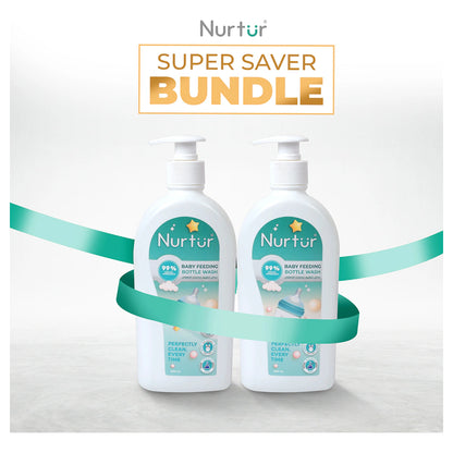 Nurtur Organic Baby Bottle & Accessories Liquid Cleanser Alcohol-Free,500ml (2 Pack)