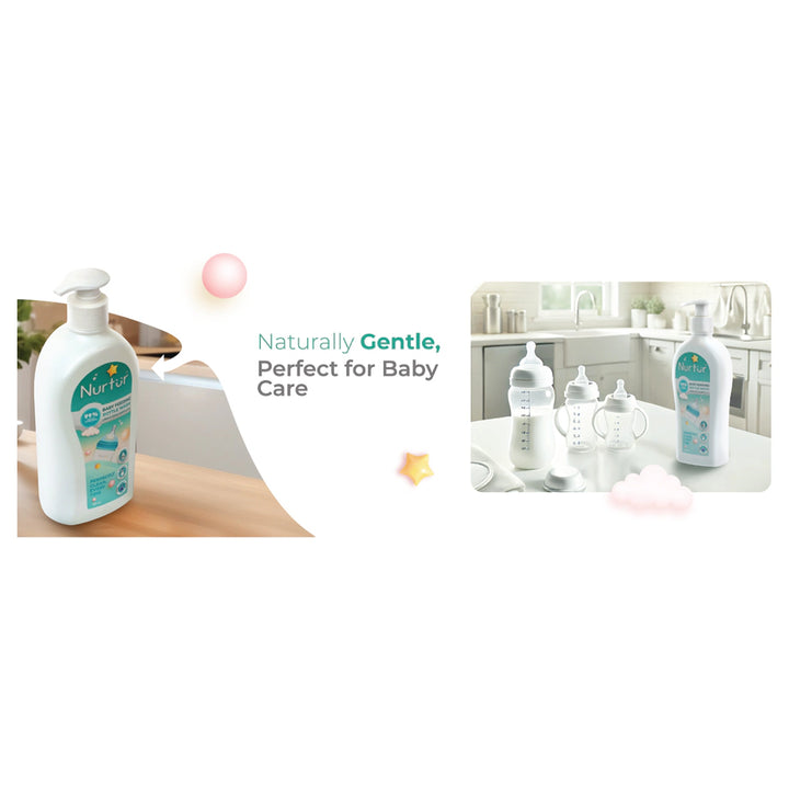 Nurtur Organic Baby Bottle & Accessories Liquid Cleanser Alcohol-Free, 500ml (2 Pack)