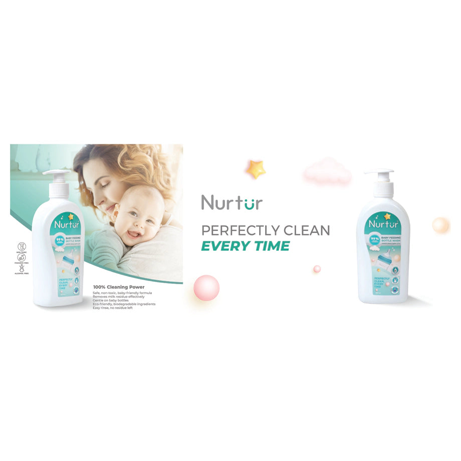 Nurtur Organic Baby Bottle & Accessories Liquid Cleanser Alcohol-Free, 500ml (2 Pack)
