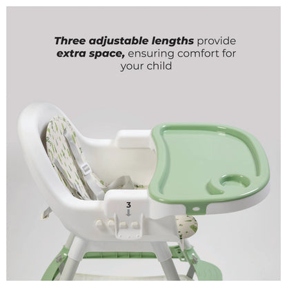 Nurtur High Chair with Storage Basket, Lockable Wheels & Detachable Tray (Green)