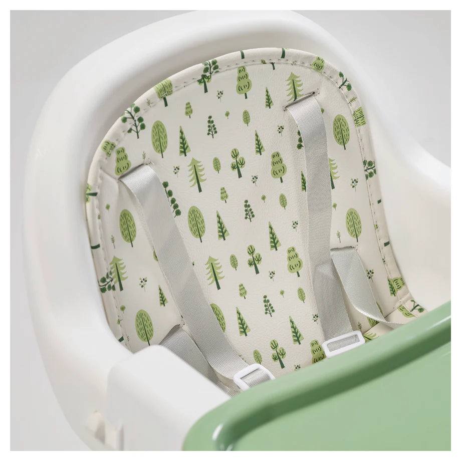 Nurtur High Chair with Storage Basket, Lockable Wheels & Detachable Tray (Green)