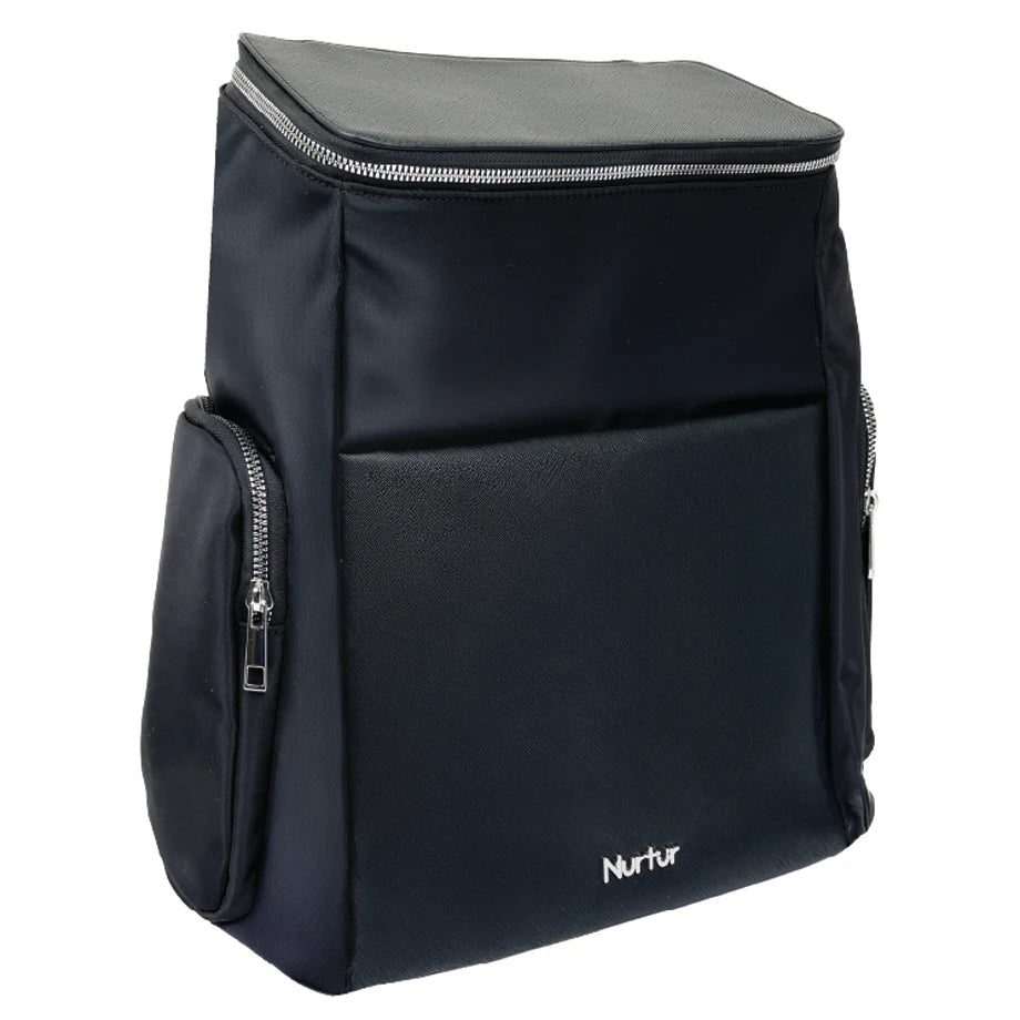 Nurtur Aura Diaper Bag Premium with Bottle Insulator & Changing Pad (Black)
