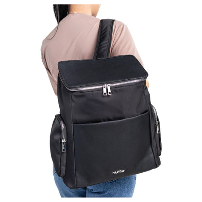 Nurtur Aura Diaper Bag Premium with Bottle Insulator & Changing Pad (Black)