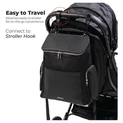 Nurtur Aura Diaper Bag Premium with Bottle Insulator & Changing Pad (Black)