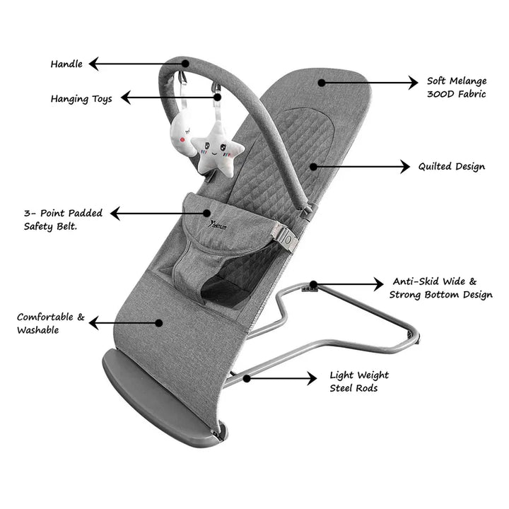 Teknum 3 Stage Baby Bouncer/ Recliner Seat (Grey)