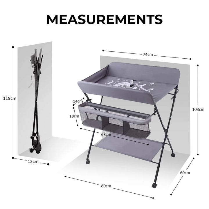 Teknum 4 in1 Diaper Changing Table Organizer (Grey)