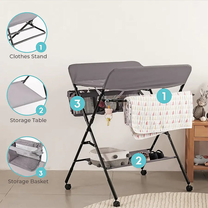 Teknum 4 in1 Diaper Changing Table Organizer (Grey)