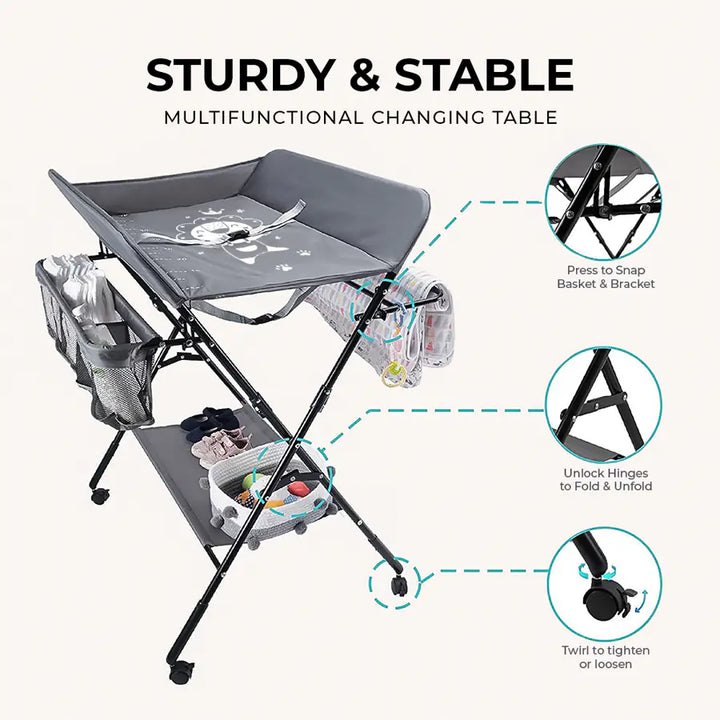 Teknum 4 in1 Diaper Changing Table Organizer (Grey)