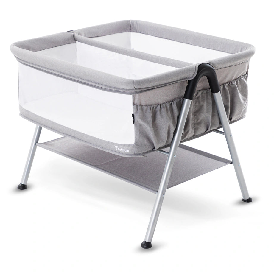 Teknum Fellow 2 Twin Bedside Crib Bassinet (Grey)