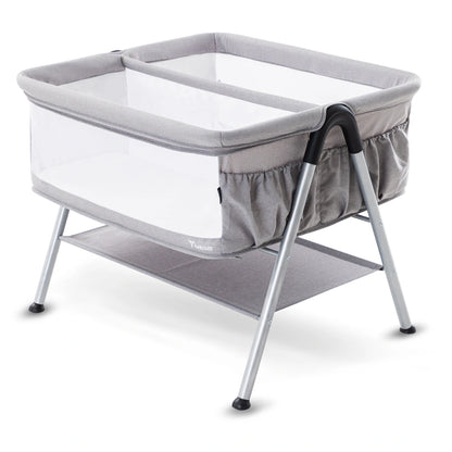 Teknum Fellow 2 Twin Bedside Crib Bassinet (Grey)