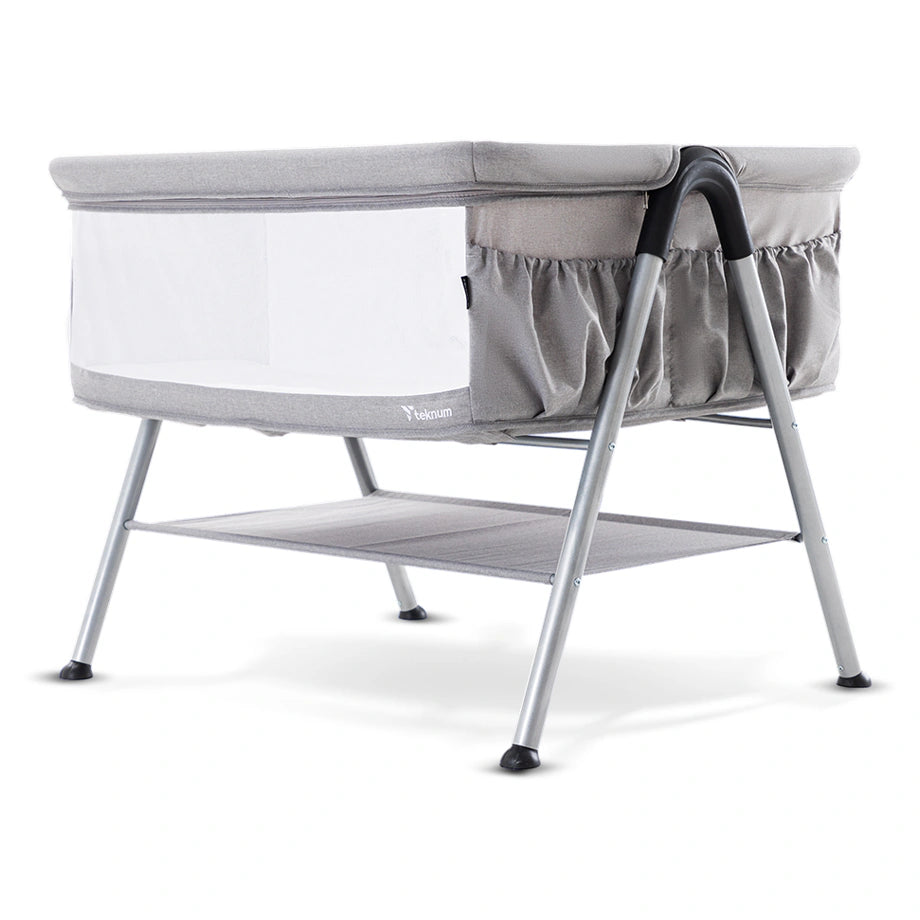 Teknum Fellow 2 Twin Bedside Crib Bassinet (Grey)