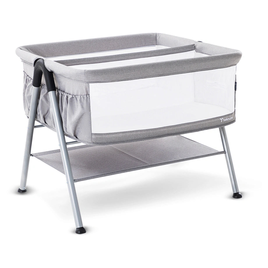 Teknum Fellow 2 Twin Bedside Crib Bassinet (Grey)