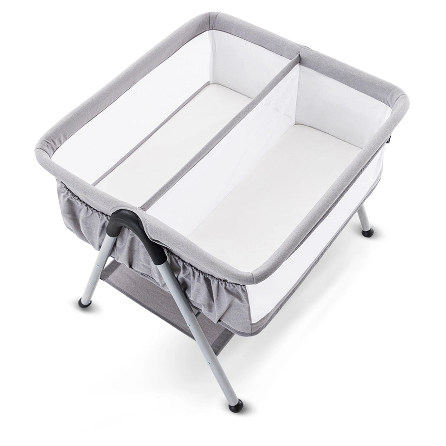 Teknum Fellow 2 Twin Bedside Crib Bassinet (Grey)
