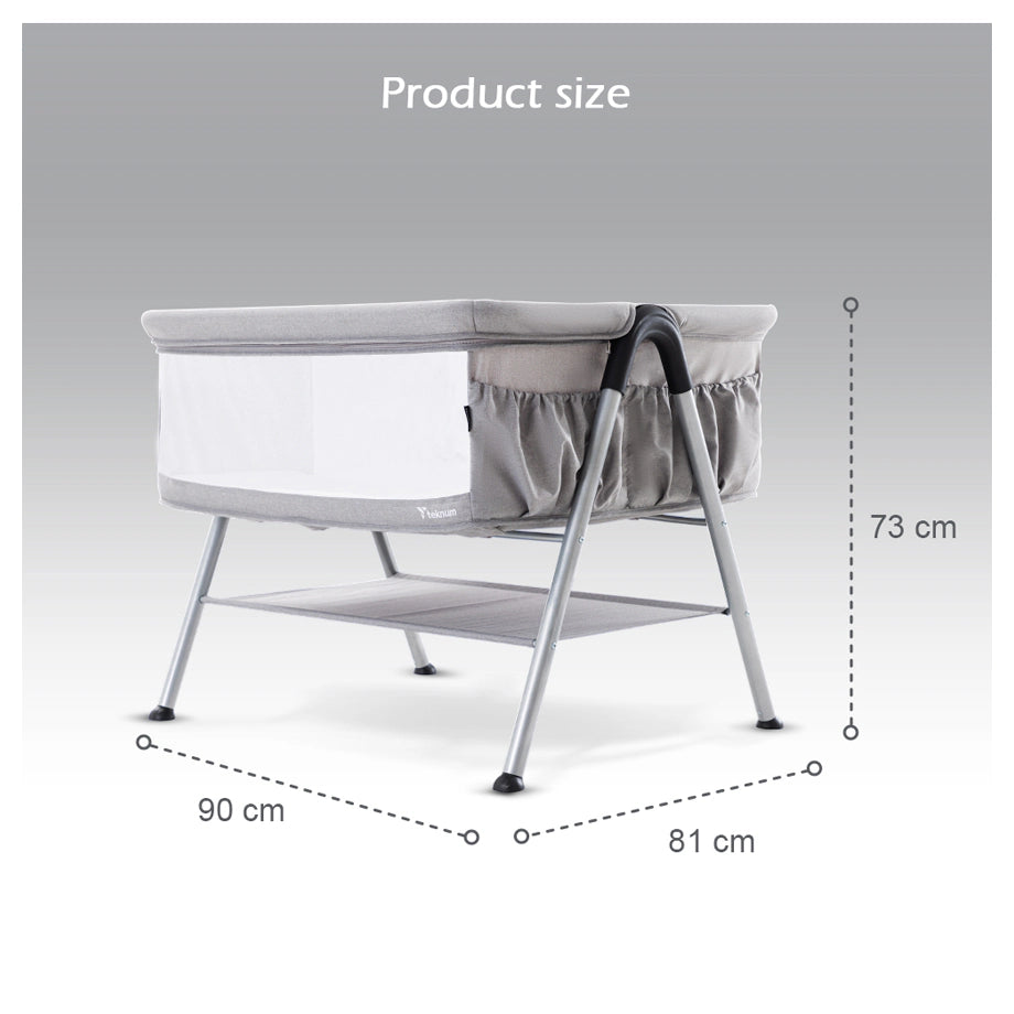 Teknum Fellow 2 Twin Bedside Crib Bassinet (Grey)