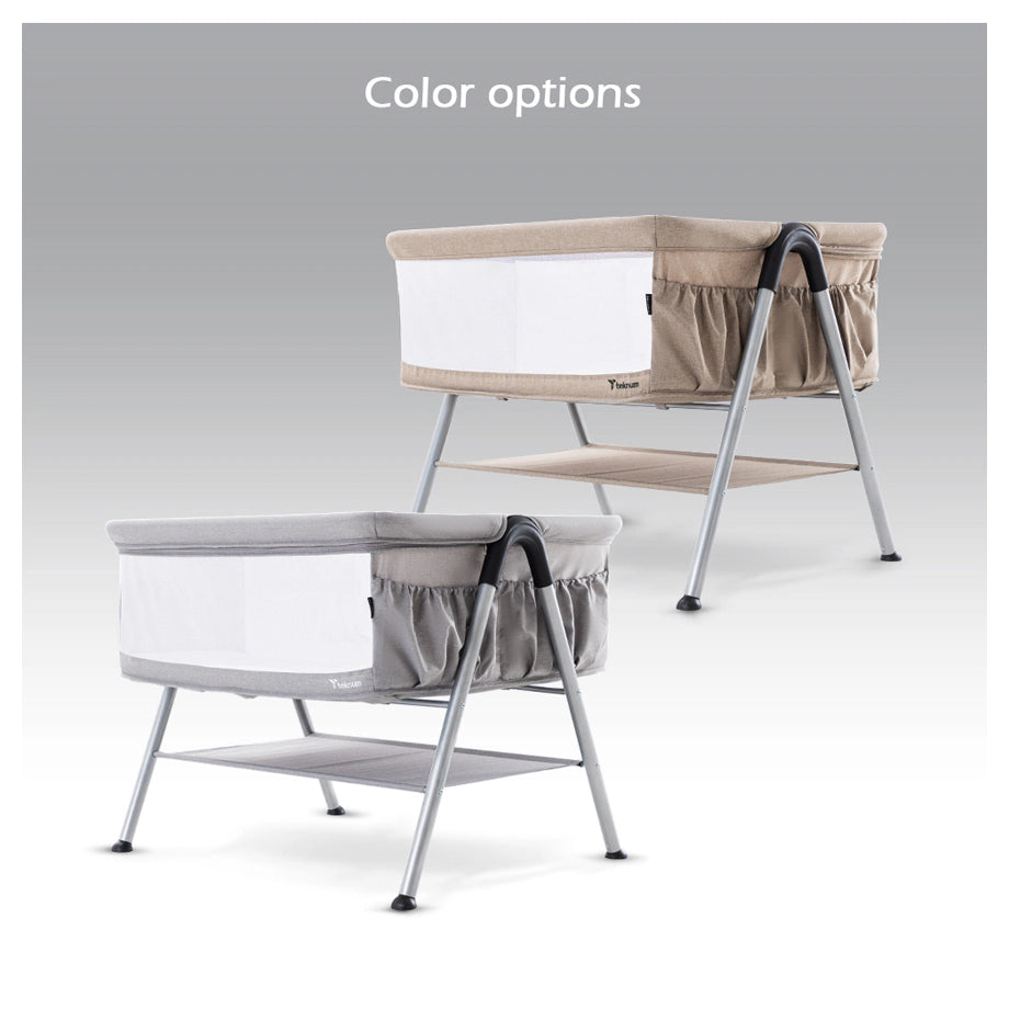 Teknum Fellow 2 Twin Bedside Crib Bassinet (Grey)