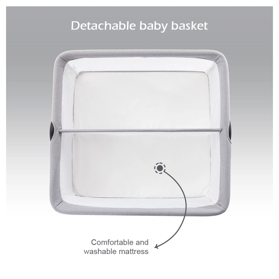 Teknum Fellow 2 Twin Bedside Crib Bassinet (Grey)