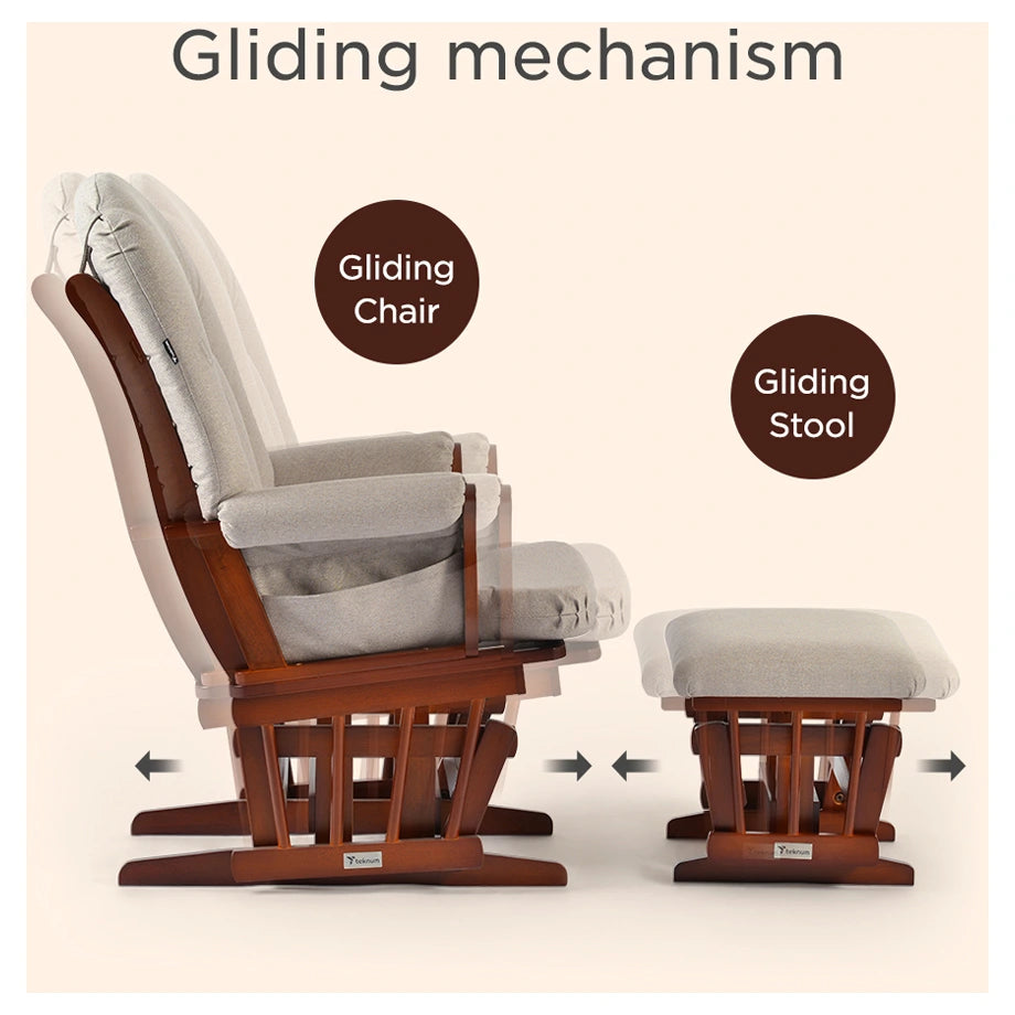 Teknum Deluxe Gliding Chair With Ottoman Set (Beige)
