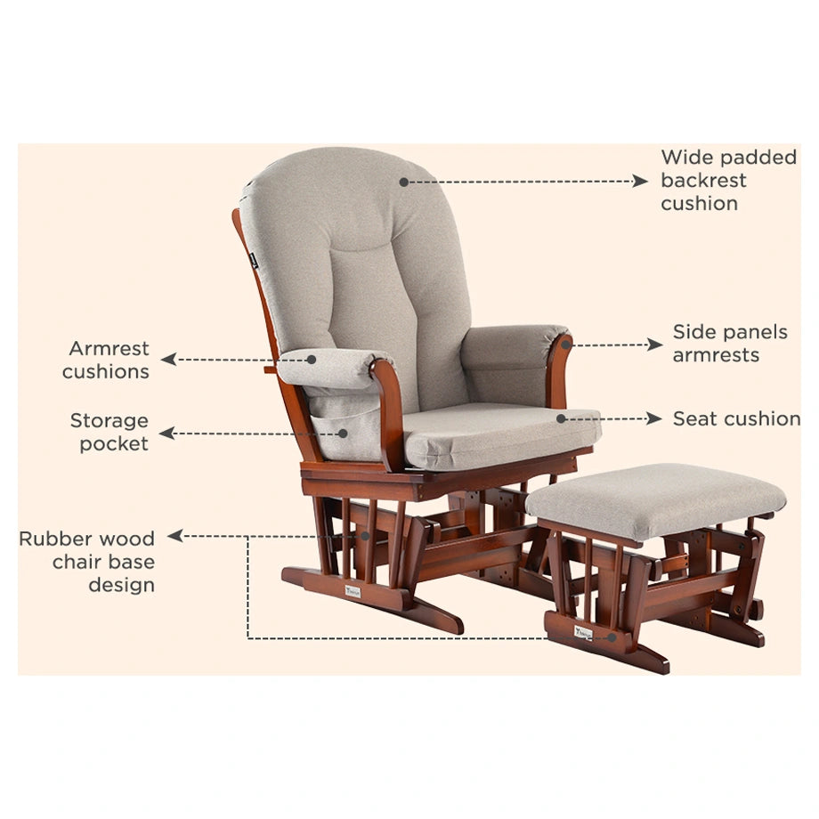 Teknum Deluxe Gliding Chair With Ottoman Set (Beige)