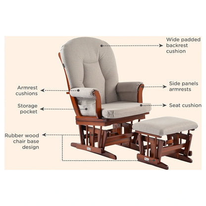 Teknum Deluxe Gliding Chair With Ottoman Set (Beige)