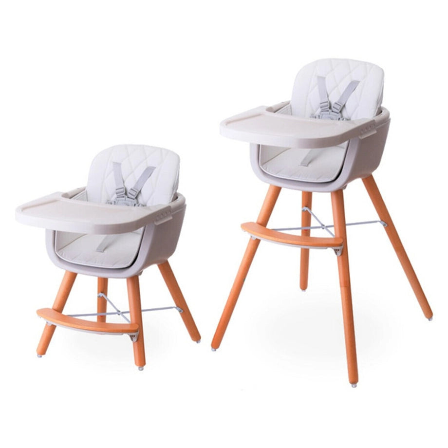 Teknum Premium Dual-Height Wooden High Chair (White)