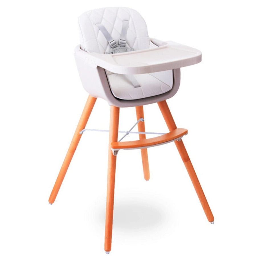 Teknum Premium Dual-Height Wooden High Chair (White)