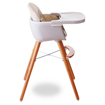 Teknum Premium Dual-Height Wooden High Chair (White)