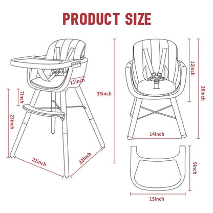 Teknum Premium Dual-Height Wooden High Chair (White)