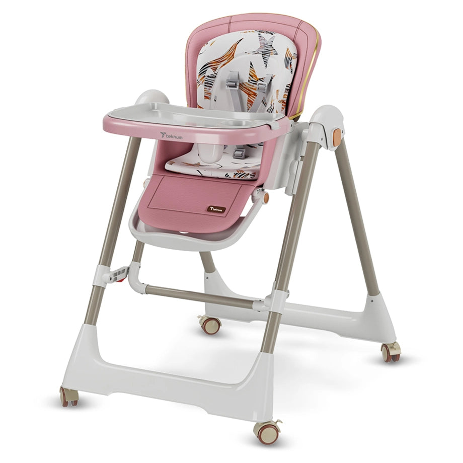 Teknum 5-in-1 Swing & High Chair with Lockable Wheels (Pink)