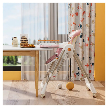 Teknum 5-in-1 Swing & High Chair with Lockable Wheels (Pink)