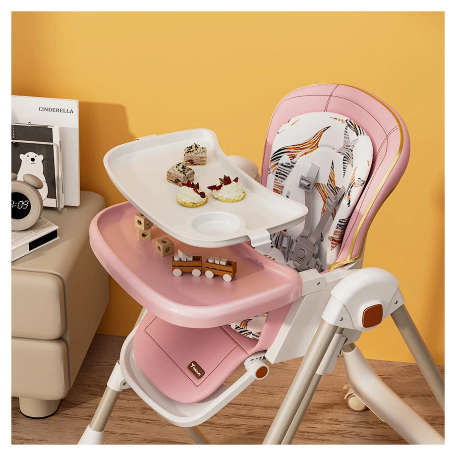 Teknum 5-in-1 Swing & High Chair with Lockable Wheels (Pink)