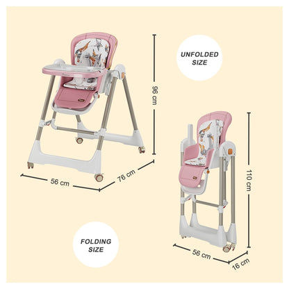 Teknum 5-in-1 Swing & High Chair with Lockable Wheels (Pink)