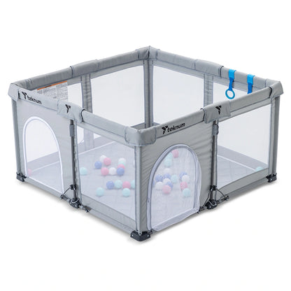 Teknum One-Minute Fold & Unfold Playpen with Mattress & Balls Medium (Grey)