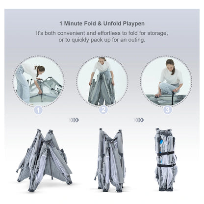 Teknum One-Minute Fold & Unfold Playpen with Mattress & Balls Medium (Grey)
