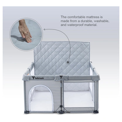 Teknum One-Minute Fold & Unfold Playpen with Mattress & Balls Medium (Grey)