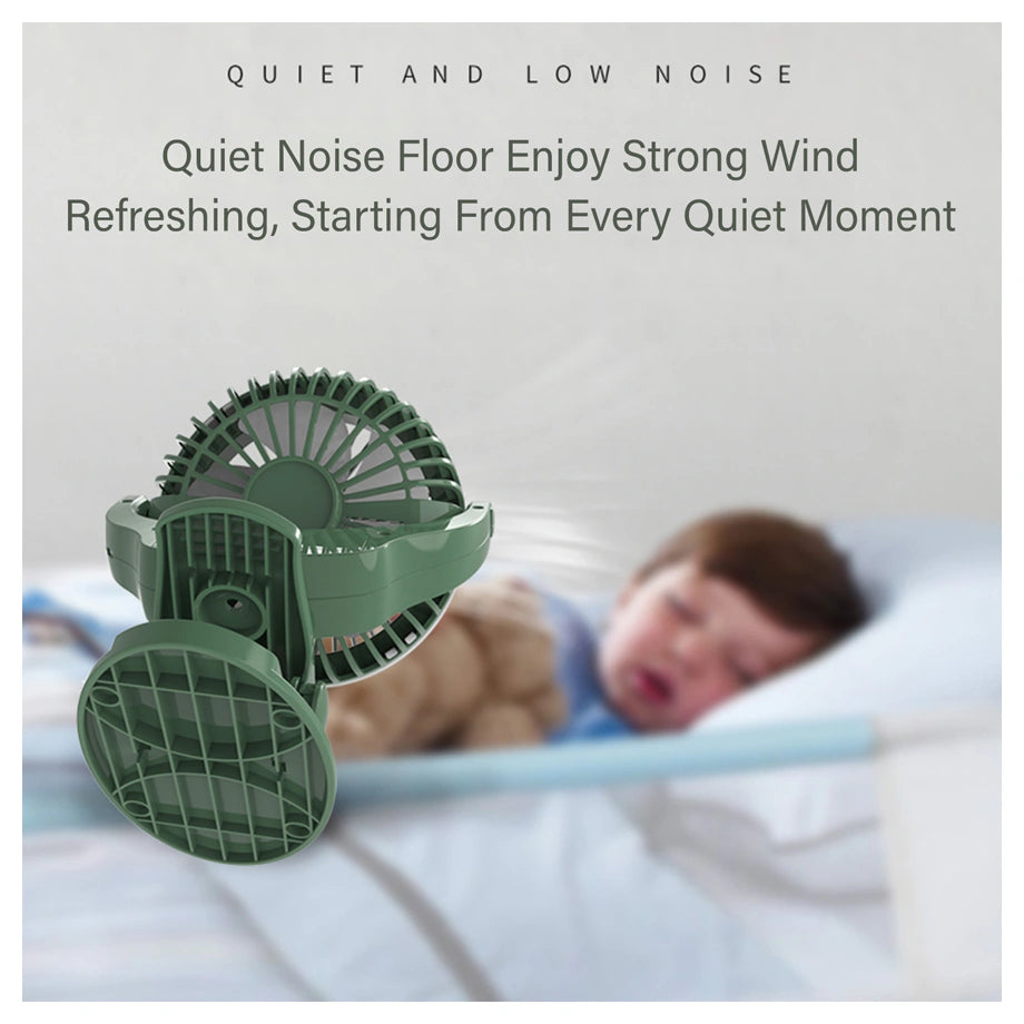 Teknum 2-in-1 Stroller USB Charging Fan with Light (Green)