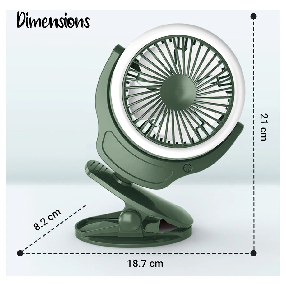 Teknum 2-in-1 Stroller USB Charging Fan with Light (Green)