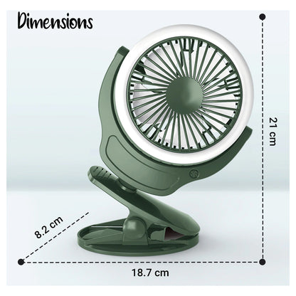 Teknum 2-in-1 Stroller USB Charging Fan with Light (Green)