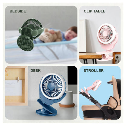 Teknum 2-in-1 Stroller USB Charging Fan with Light (Green)