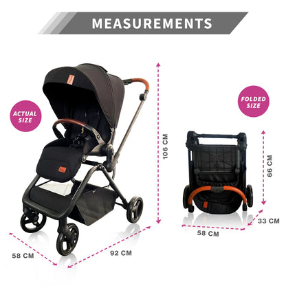 Teknum Stroll-1 Reversible Travel Stroller (Black)
