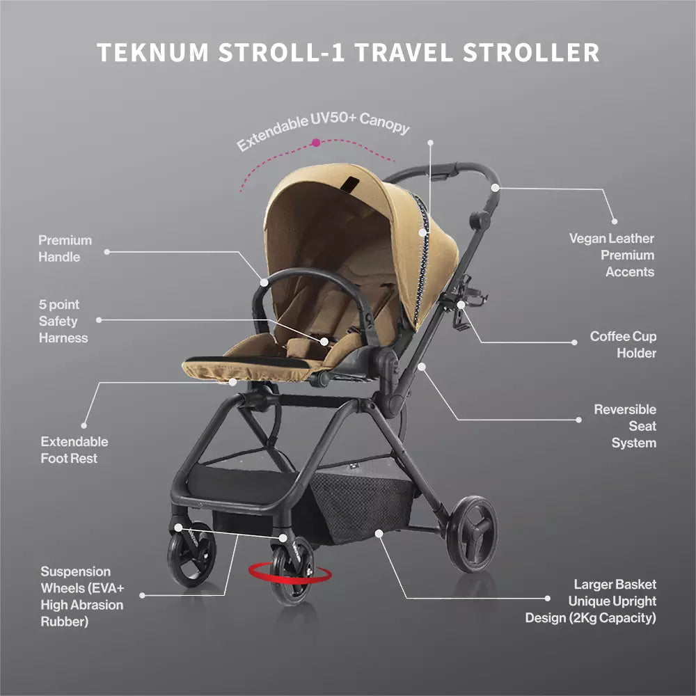 عربة السفر القابلة للعكس Teknum Stroll-1 (كاكي) عربة السفر القابلة للعكس Teknum Stroll-1 (كاكي)