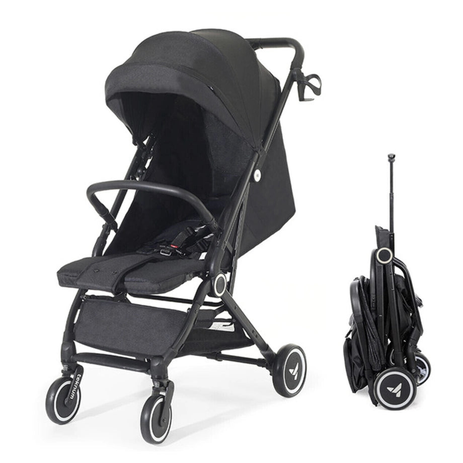Teknum Travel Cabin Stroller with Coffee Cup Holder (Black)