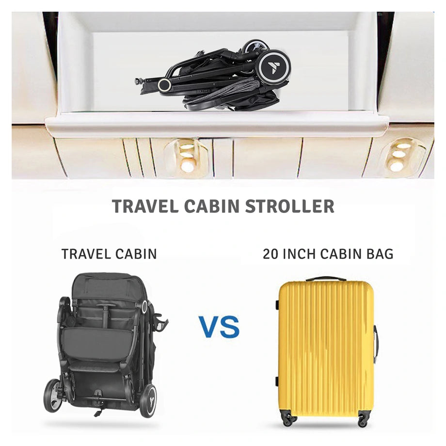 Teknum Travel Cabin Stroller with Coffee Cup Holder (Black)