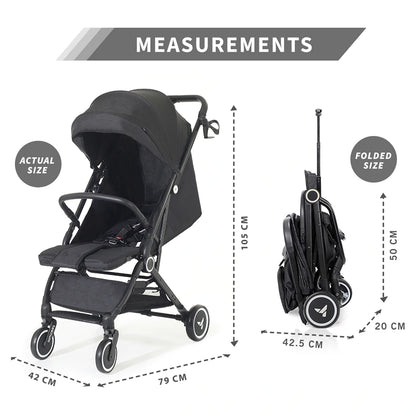 Teknum Travel Cabin Stroller with Coffee Cup Holder (Black)